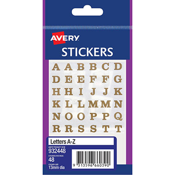 Picture of AVERY F/PACKS A-Z GOLD ON TRANS (932448)